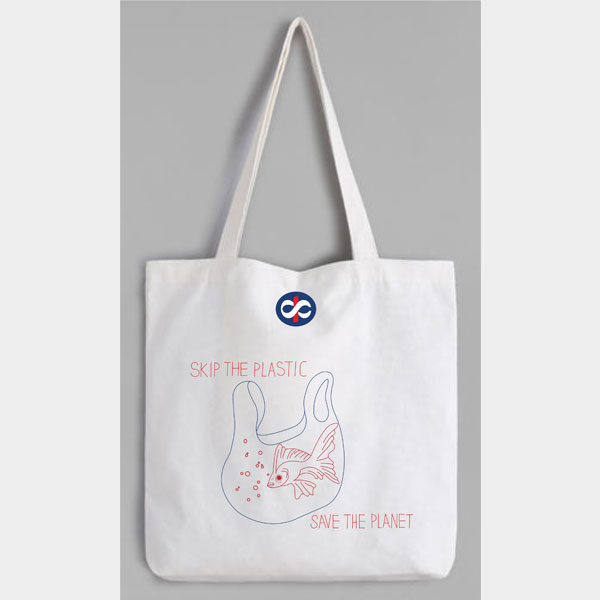 Fish Design Tote Bag (White)