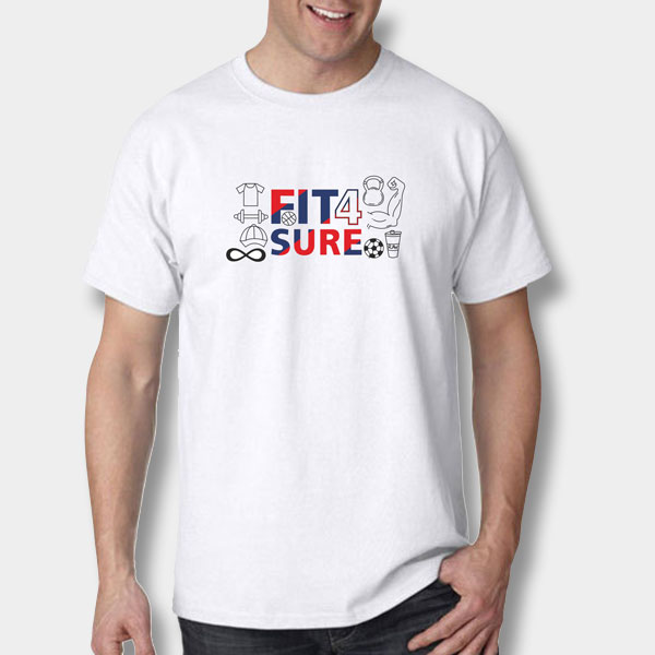 Fit4Sure with emojis Design Front T-Shirt (White)