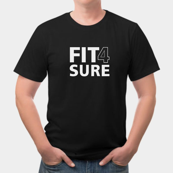 Fit4Sure without emojis Design Front T-Shirt (Black)