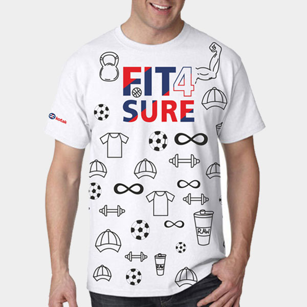 Fit4Sure with emojis Design 2 Front T-Shirt (White)