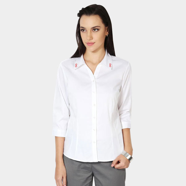 Infinity design in collar shirt (White)